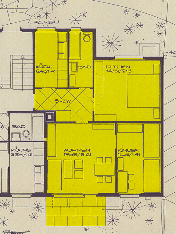 Plan 3-Zimmer-Wohnung